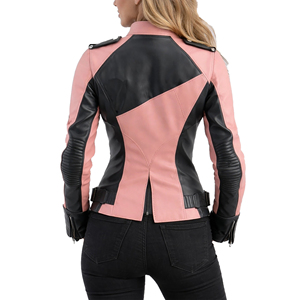 Chaqueta Corta de Cuero Genuino para Mujer, Estilo Biker, Cierre de Cremallera, Corte Ajustado, Color Negro, Bordado Personalizado, Precio de Fábrica, OEM - Product Image 3