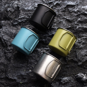 Tasse de camping décontractée en acier inoxydable 04, tasse industrielle d'extérieur Feng Shui, tasse à café et à bière avec poignée pliable - Product Image 4