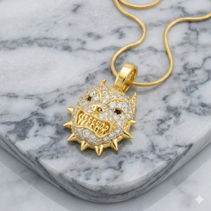 Collar de Plata 925 Bañado en Oro con Colgante de Cara de Pitbull con Púas, Estilo Hip Hop, con Diamantes Cultivados en Laboratorio, Personalizado, Moderno y de Alta Gama, para Fiesta - Product Image 4