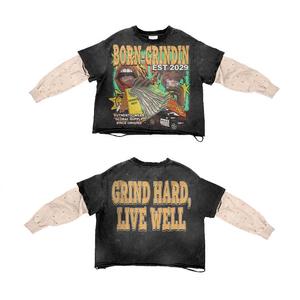 เสื้อยืดคอตตอนสองชั้นพรีเมียม 240 GSM หนักพิเศษ สีดำ พิมพ์ลายกราฟิก สกรีนโลโก้ตามสั่ง เสื้อยืดสองชั้นทันสมัยสำหรับผู้ชาย - Product Image 6