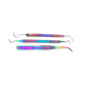 Multi-Color Rainbow Dental Hygiene Set 4 Piece Basic Dental Instruments Kit Stainless Steel Dental <b>Tooth</b> <b>Pick</b> Mouth Mirror - Product Image 4