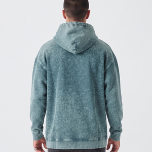 Sudadera con capucha de algodón grueso lavado para hombre, estilo oversize, casual, con hombros caídos, venta al por mayor - Product Image 2