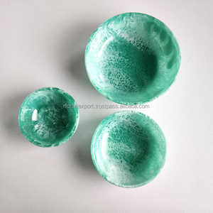 Vente en gros Ensemble de 3 bols de luxe couleur menthe en résine pour l'artisanat-Saladier en résine époxy Mélange de nouilles et de soupes Cadeaux de mariage et de Noël - Product Image 3