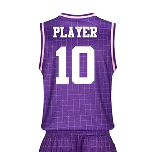 Ensembles d'uniformes de basket-ball personnalisés pour garçons, entièrement imprimés par sublimation, dernier design, haute qualité, 100% polyester, sans manches, col en V - Product Image 4