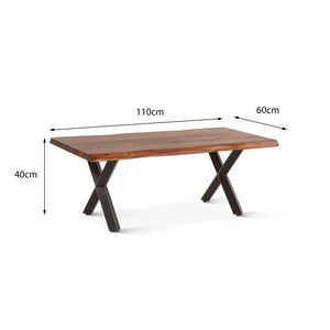 Table basse en bois avec base en métal, table basse moderne en bois avec base en métal, style industriel, meubles de salon, vente en gros - Product Image 5
