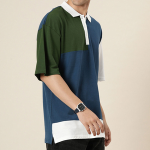 เสื้อกอล์ฟถักลายบล็อกสีสำหรับผู้ชาย สไตล์ลำลอง ทรงปกติ สีขาว น้ำเงิน เขียว พร้อมบริการ OEM - Product Image 5
