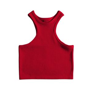 Débardeur court côtelé uni basique pour femme – Vente en gros personnalisée – Débardeur de sport sans manches pour le yoga - Product Image 3