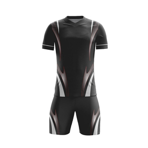 Ensemble de maillots de football pour hommes, noir et gris, sublimé, col en V, manches courtes, polyester respirant, coupe athlétique - Product Image 3