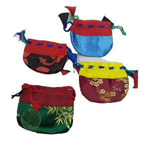 Silk Traditional Jewelry Oval Engraved Florals Packing <b>Pouch</b> - Product Image 2