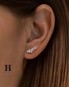 Pendientes de Diamantes de Lujo con Formas Mixtas, Aretes de Racimo Multicorte, Joyería Fina de Oro de 14K para Mujer - Product Image 2