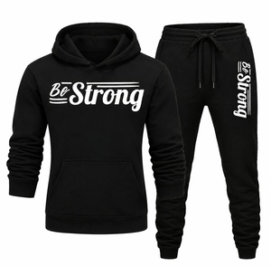 Premium Breathable Fleece <b>Polyester</b>/Cotton Hoodie <b>Jogger</b> Set <b>Men</b> Streetwear Winter Thermal Athletic Tracksuit Luxury Designer - Product Image 3