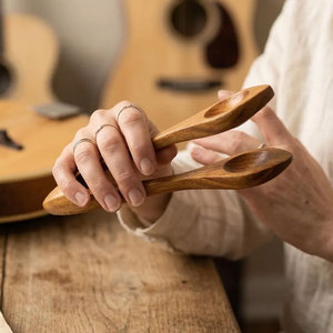 Cucharas musicales de madera profesionales, instrumento rítmico de acabado suave, ideal para bandas folclóricas, artistas callejeros y amantes de la música - Product Image 6
