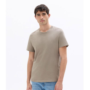 <b>Light</b> Brown 100% Cotton Crew Neck T-Shirt Men's Beige Short Sleeve O-Neck T-Shirt Regular Fit Solid Color Casual T Shirt - Product Image 1