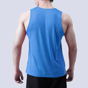 Solid Blue Wide Shoulder Tank Tops Slim Fit Gym Fitness Running <b>Vest</b> for Workout & Casual Wear - Product Image 5