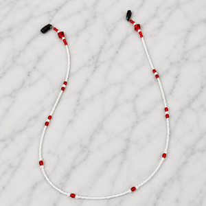 Chaîne de lunettes perlée rouge et blanche, sangle de cou flexible pour femmes, support de lunettes de soleil, accessoire de retenue pour lunettes - Product Image 4
