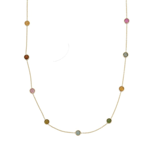 14K Gold Zircon Link Chain Necklace-Women's Wedding Fine Jewelry Daily Wear - Product Image 3