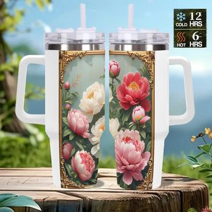 40oz Stainless Steel Tumbler With Lid Floral Design Travel <b>Mug</b> - Product Image 2
