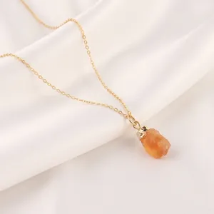 จี้ซิทรินธรรมชาติแบบหยาบ ขายส่ง จี้แฟนซี ทองเหลืองชุบทอง 18k สร้อยคอแฟชั่นดีไซน์โดดเด่น เรียบง่าย ไม่ซ้ำใคร - Product Image 4
