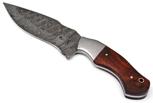 Couteau de skinner en acier damas fait à la main Sizzco avec manche en bois de rose OEM personnalisable lame fixe de haute qualité pour la chasse Camping - Product Image 2