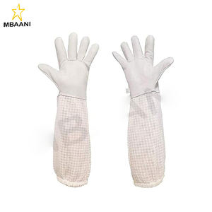 ถุงมือหนังแพะสำหรับเลี้ยงผึ้งสำหรับผู้หญิงและผู้ชาย ทนทานและสวมใส่สบาย พร้อมแขนเสื้อ 3 ชั้น ข้อมือยางยืด - Product Image 1