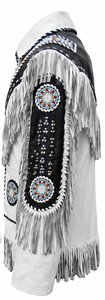 Mens Western <b>Fringe</b> Leather <b>Jacket</b> Handmade Beaded Cowboy Style Genuine Leather Coat Custom Wholesale Men's <b>Jackets</b> Low Price - Product Image 3