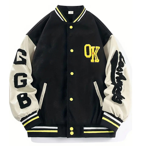 Oversized Varsity <b>Jacket</b> Men Hip Hop Embroidery Letterman Bomber <b>Jacket</b> Unisex <b>Patchwork</b> College Streetwear Outerwear <b>Jacket</b> - Product Image 1