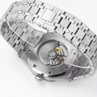 Reloj de Lujo para Hombre, Estilo Hip Hop, con Incrustaciones de Moissanita, Caja Cuadrada de Acero Inoxidable de 46 mm, Esfera de Cristal Analógica, Movimiento Mecánico, Correa de 20 mm, 10