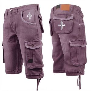 Pantalones Cortos de Mezclilla para Hombre, de Alta Calidad, con Estampado de Serigrafía, Estilo Jeans, de Pierna Ancha, Material Spandex/Poliéster - Product Image 1