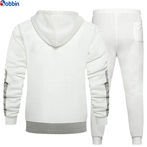 Conjuntos deportivos de invierno con logotipo personalizado, chándal de algodón y forro polar unisex, conjunto con capucha y doble cremallera, transpirable, de talla grande para hombre - Product Image 3