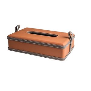 Caja de pañuelos de cuero moderna en oferta, dispensador de servilletas para baño, hogar, oficina y restaurante, color naranja - Product Image 1