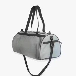 Gray Nylon <b>Duffel</b> <b>Bag</b> 30-<b>40L</b> with Shoulder Strap and Zipper Pockets - Product Image 4