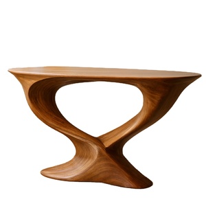 Mesa de Esquina de Madera Maciza Luxali, Mesa de Entrada Convertible Hecha a Mano, Base Geométrica, Diseño Moderno y Contemporáneo C009 - Product Image 6