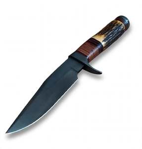 Outil de terrain extérieur artisanal en acier au carbone avec manche en cuir superposé en bois de cerf - Product Image 2
