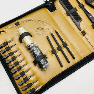 Professional Black Hair Extension Tools Kit – Loop Needle Threader <b>Hook</b> Pliers & <b>Clips</b> Set for Micro Ring Extensions Salon use - Product Image 4