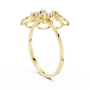 Anillos de oro macizo de 14k para mujer con diamantes de corte redondo minimalista en forma de flor, para regalo, compromiso, aniversario, boda - Product Image 4