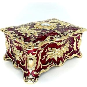 Cofanetto Portagioie in Metallo Stile Pastorale Rosa, Vassoio Vintage per Gioielli e Gemme, Contenitore per Tesori e Souvenir, Scatola Regalo per Ragazze - Product Image 1