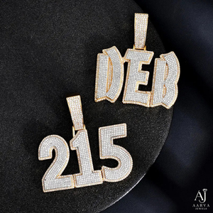 Colgante de Moissanita con Letra/Número y Perla de Agua Dulce, Chapado en Oro de 18K sobre Plata 925, con Engaste de Garra, Inicial Brillante, Regalo Estilo Hiphop - Product Image 1