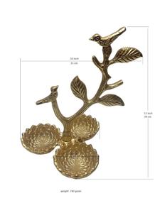 Plateau de service décoratif en métal doré en forme d'oiseau pour fruits secs avec bols, idéal pour la décoration de la maison et des repas - Product Image 2