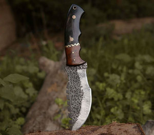 Nuevo Cuchillo de Supervivencia y Caza Ambidiestro Hecho a Mano de Primera Marca, Hoja de Acero de Damasco de 6 Pulgadas, Mango de Madera de Palisandro y Cuerno, Espiga Completa - Product Image 6