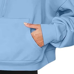 Sweat-shirt surdimensionné épais à fermeture éclair quart de col personnalisé pour femme, prix de gros bas, OEM personnalisé 2026 - Product Image 4