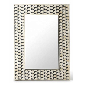 Miroir encadré en bois fait main avec motif floral bleu, décoration murale traditionnelle pour salon, entrée, couloir, chambre à coucher - Product Image 5