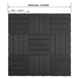 Set di 9 Piastrelle Incastrabili in Legno e Plastica Riciclabile per Pavimenti, 23,4 lb, 30,5 x 30,5 cm, Impermeabili per Uso Interno ed Esterno - Product Image 1