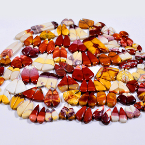 Pierre de Mookaite Jasper Naturelle Cabochon Couleurs Mixtes, Paire de Pierres Précieuses pour la Fabrication de Bijoux en Gros, 20x40mm, 4x5 grammes - Product Image 5