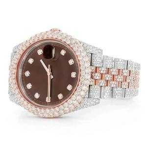 Reloj de Moda 2026 con Esfera Plateada de Moissanita, Diseño Redondo con Diamantes, Estilo Hip Hop, el Reloj de Joyería Más Vendido de la India - Product Image 3