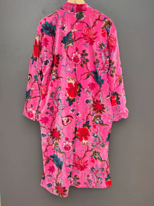 Bata Kimono de Algodón 100% Tejido con Estampado de Dibujos Animados para Mujer, Camisón de Verano Hecho a Mano, Cuello en V, Cintura Elástica, Largo Completo, ODM - Product Image 4