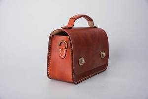 Genuine Leather Small Shoulder Handbag Handmade Cowhide <b>Purse</b> Water Resistant Embroidery <b>Zip</b> Closure for Daily Travel - Product Image 2