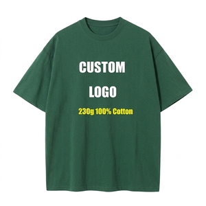 เสื้อยืดคอกลมโอเวอร์ไซส์ผ้าฝ้าย 230 กรัม สำหรับผู้ชาย ระบายอากาศได้ดี สีพื้น ไม่มีลาย พิมพ์ลายโลโก้ด้านหน้าด้วยเทคนิคซิลค์สกรีน - Product Image 5