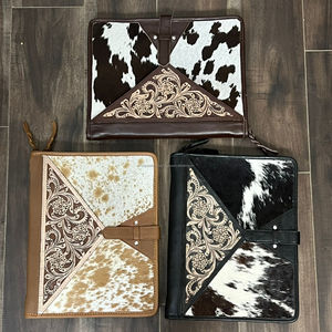 Porte-documents en cuir de vachette artisanal tendance Super Septembre, design floral, classeur professionnel haut de gamme pour documents - Product Image 4