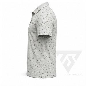 เสื้อโปโลพิมพ์ลายดาวเคราะห์สีเทาอมเขียวสำหรับผู้ชาย แบรนด์ Trackstar แขนสั้น คอปกติดกระดุม เสื้อกอล์ฟ รับสกรีนโลโก้ - Product Image 5