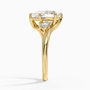 Anillo de Compromiso y Boda Clásico con Tres Piedras de Diamante Cultivado en Laboratorio con Corte Pera, Certificado por IGI, Banda Trenzada, Oro de 10K, 14K, 18K, Rodio, Plata 925, 935 - Product Image 4
